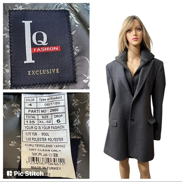 LQ fashion exclusive academia wool blazer/coat grey size XL-52 - Picture 1 of 14